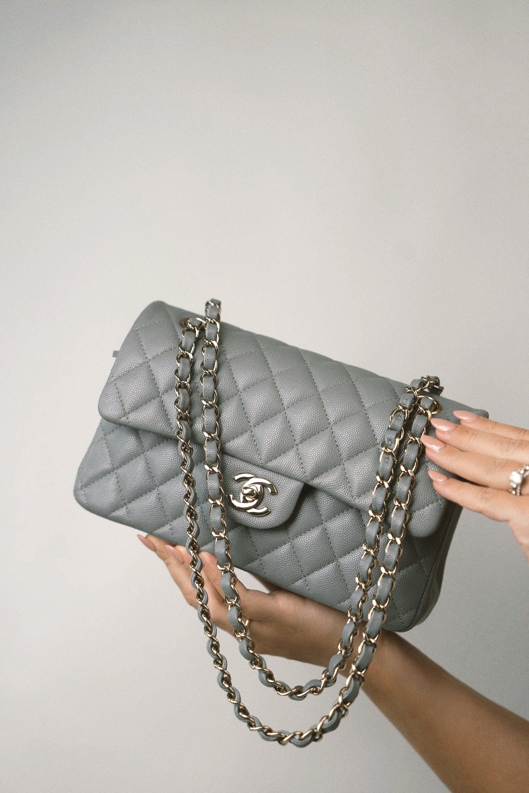 Chanel 20c grey classic flap sale