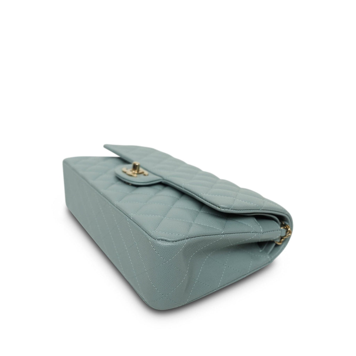 22C Dark Green Caviar Quilted Classic Flap Medium Light Gold Hardware