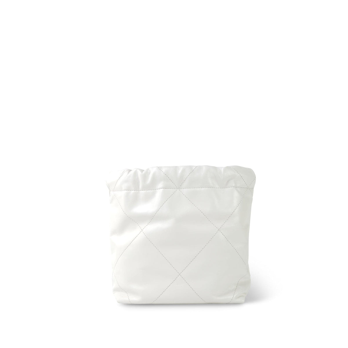 White Calfskin Quilted Mini 22 Bag Rainbow Hardware