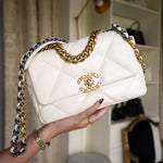 Product image 10 of 26: White Lambskin Quilted 19 Flap Small Mixed HW