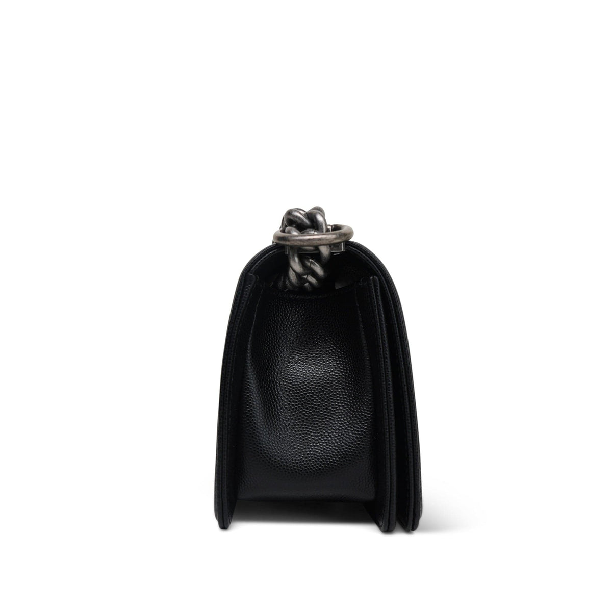 20C Black Caviar Quilted Boy Bag Small Ruthenium Hardware