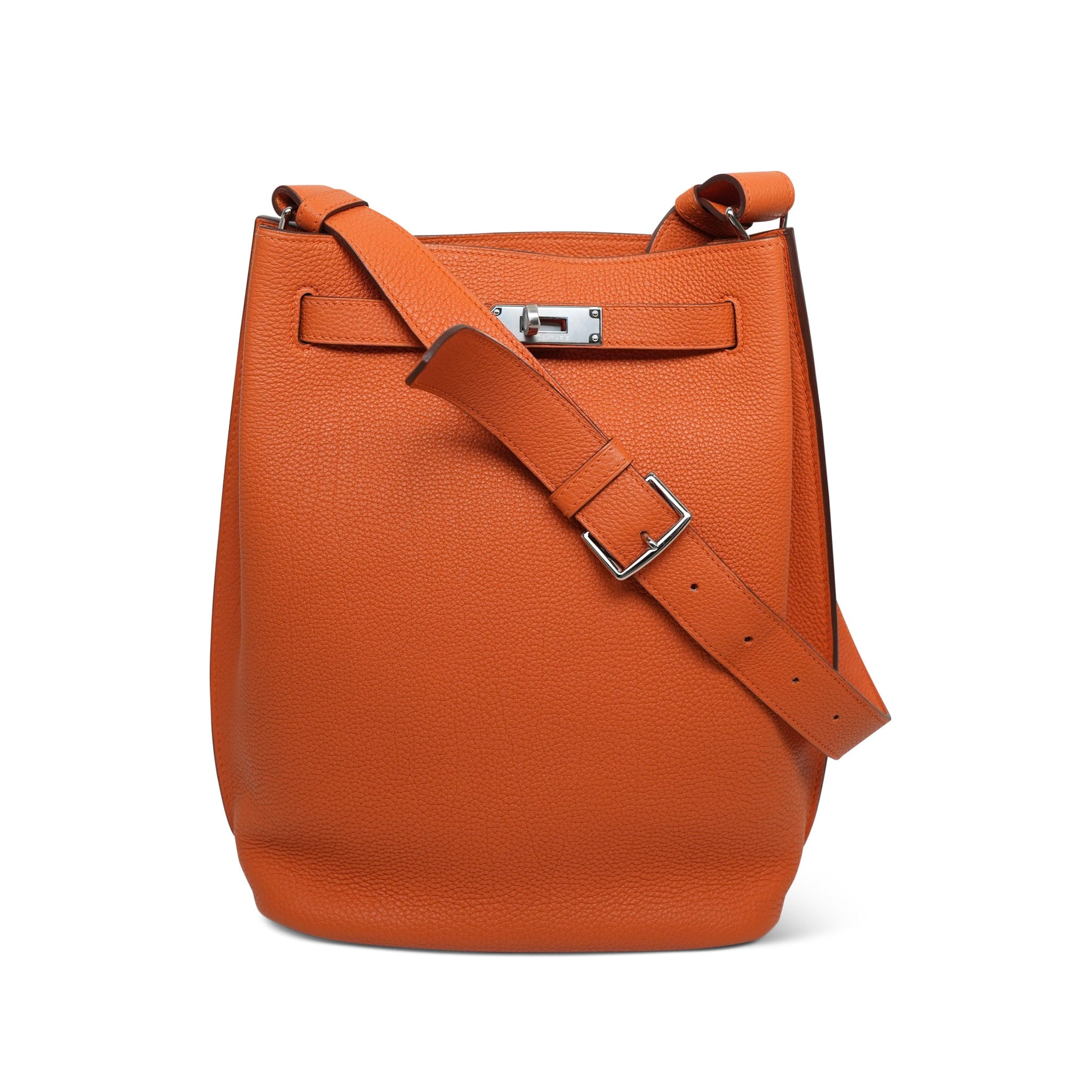 So Kelly 22 Orange Togo Palladium Plated L Square Stamp – REDELUXE