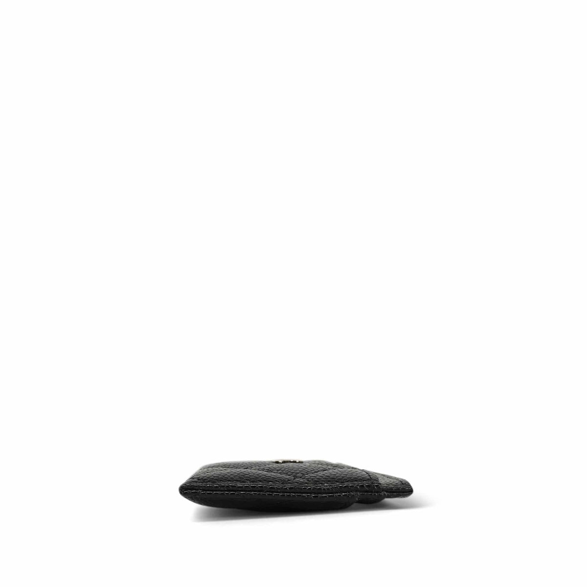 Black Caviar Quilted Classic Card Holder Silver Hardware