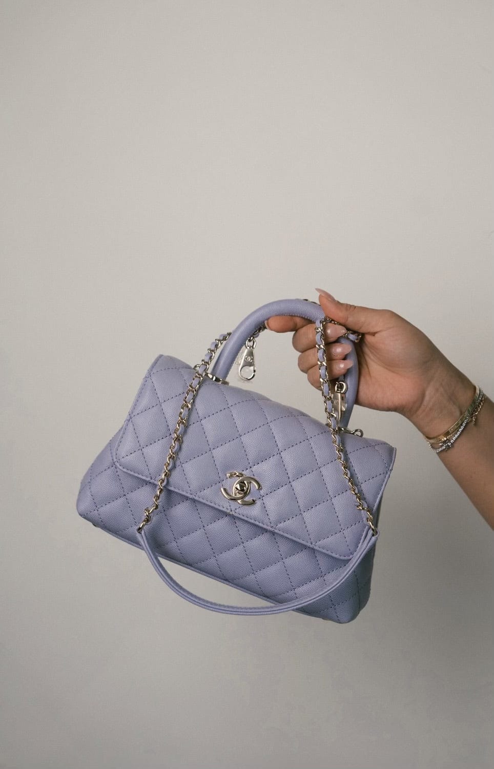 21K Lilac Caviar Quilted Small Coco Handle LGHW – REDELUXE