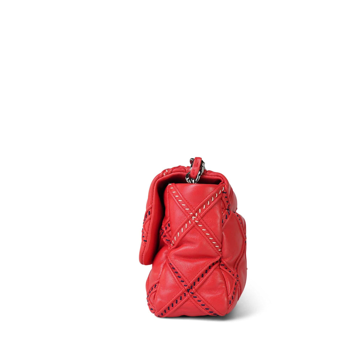 Coral Lambskin Quilted Wild Stitch 19 Flap Small Mixed Hardware