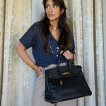 Product image 6 of 17: Birkin 35 Black Ardennes Gold Plated G Square Stamp