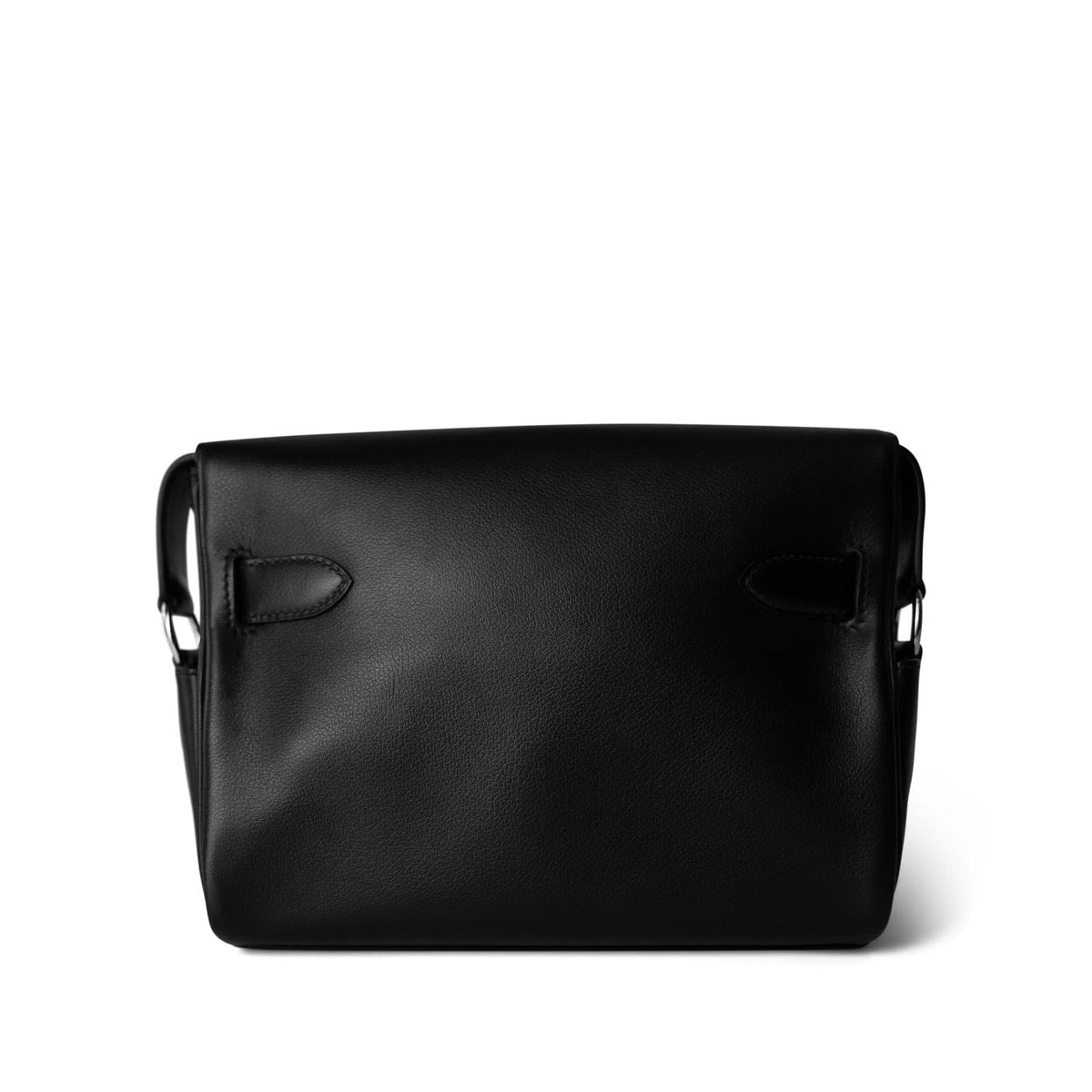 Kelly Messenger Bag PM Noir Evergrain Calfskin Palladium Plated B Stamp