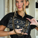 Product image 2 of 16: 21S Black Lambskin Quilted Rue Cambon Charms Classic Flap Medium AGHW