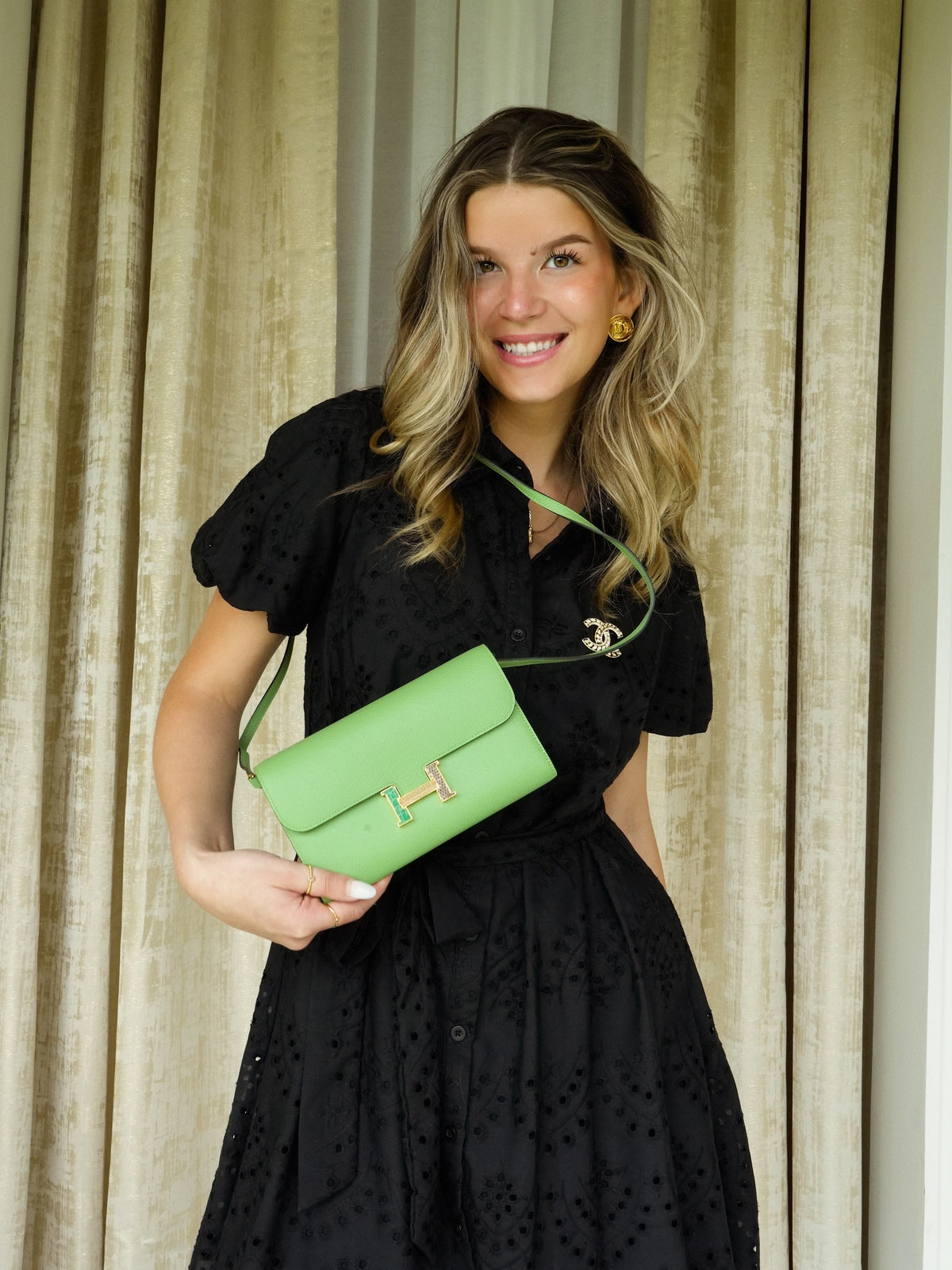Constance Wallet To Go Vert Criquet Epsom Z Stamp