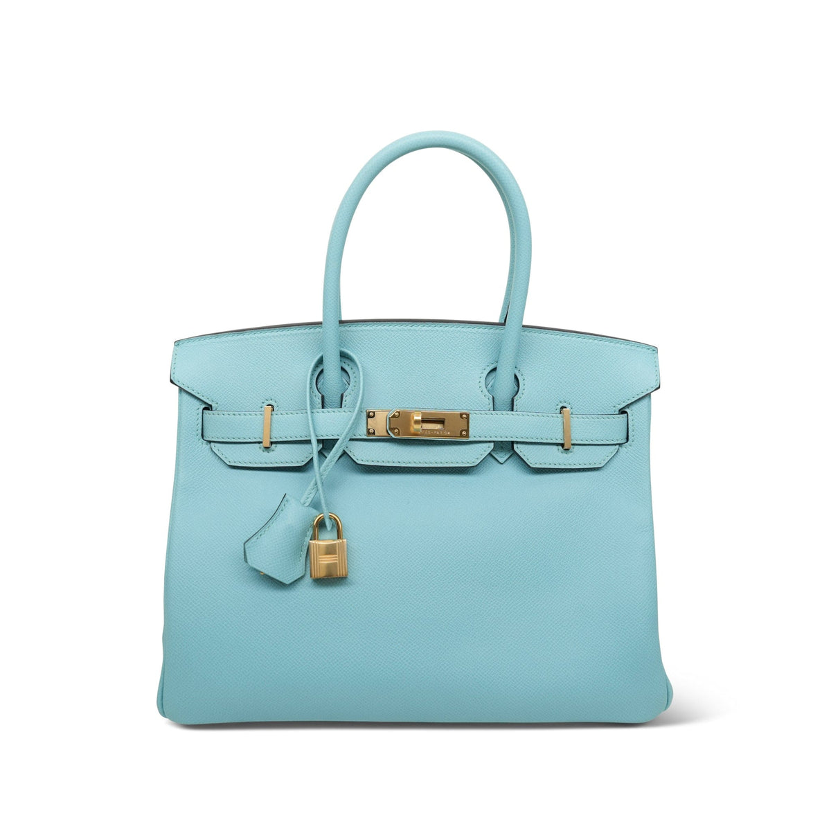 Birkin 30 Bleu Atoll Veau Epsom Gold Plated T Stamp