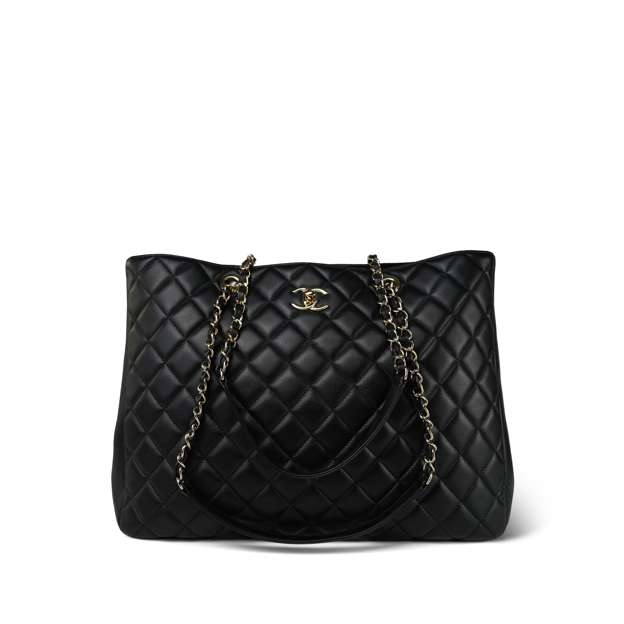 16B Black Lambskin Quilted CC Shopping Tote Large LGHW – REDELUXE