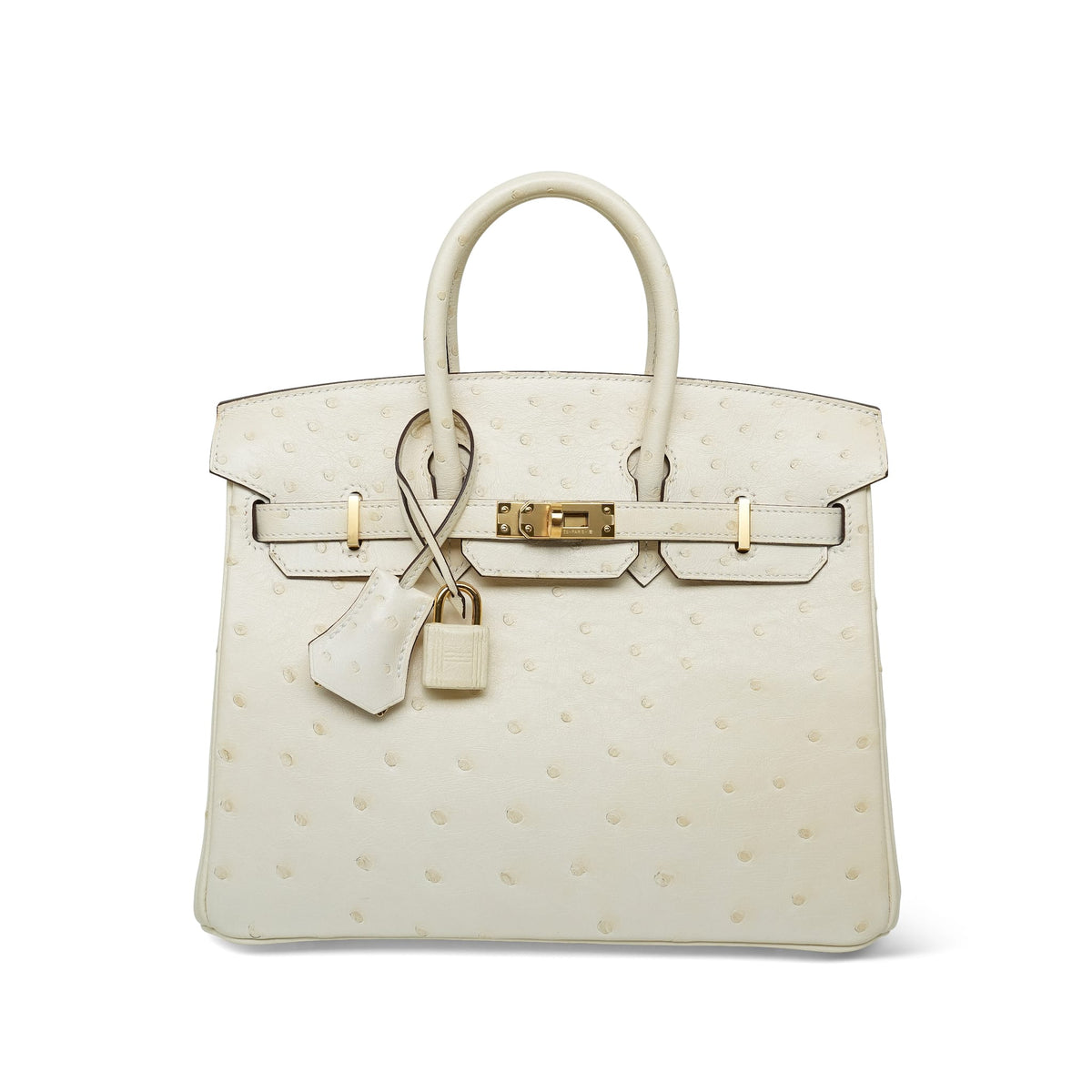 Birkin 25 Nata Ostrich Gold Plated U Stamp