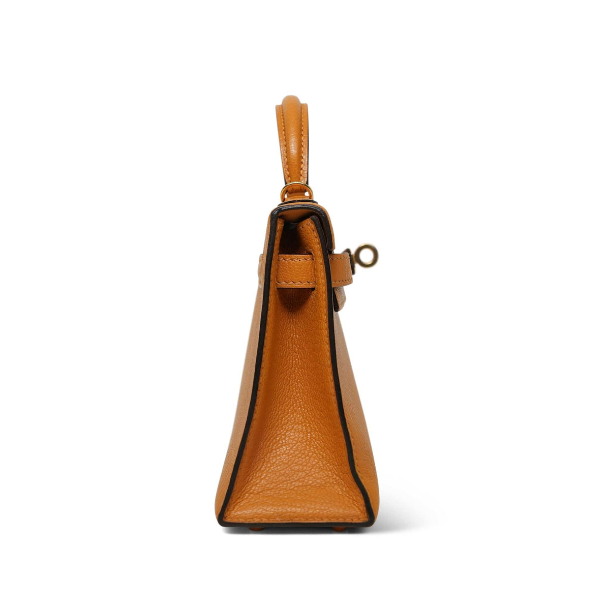 Mini Kelly Sellier Moutarde Chèvre Mysore Gold Plated A Stamp