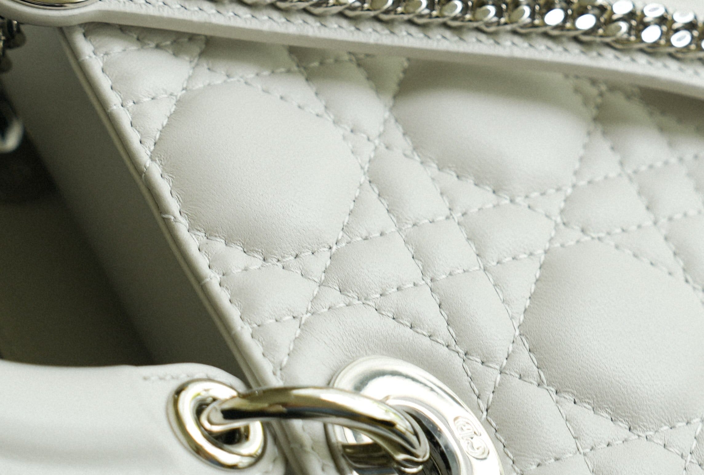 Dior Gris Tendre Cannage Lambskin Lady Dior Bag Mini