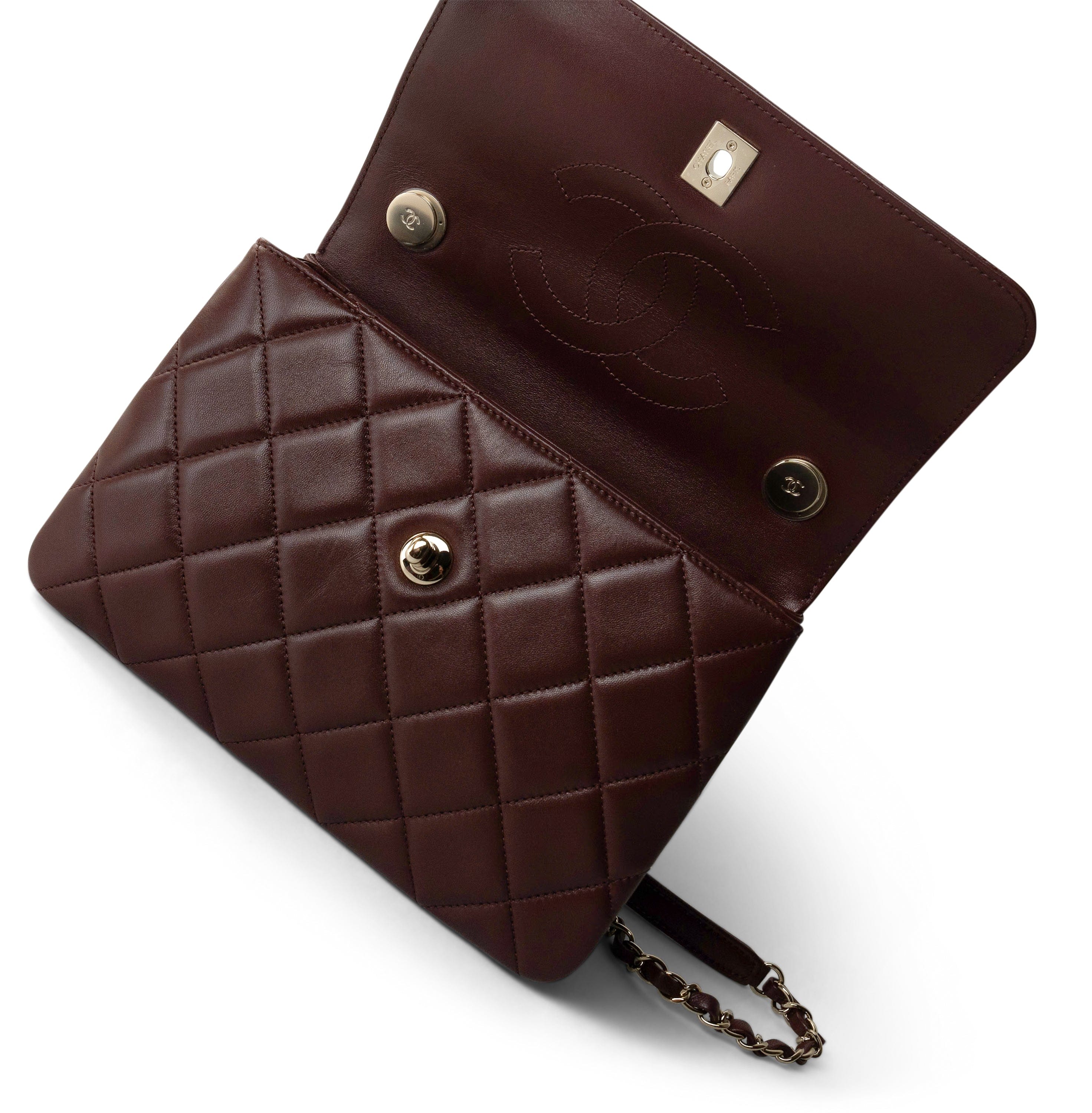 21B Burgundy Lambskin Quilted Trendy CC Small Light Gold Hardware