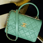 Product image 14 of 20: Green Lambskin Quilted Trendy CC Small Light Gold Hardware