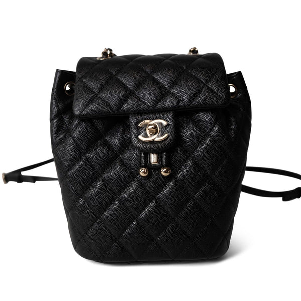 24S Black Caviar Quilted Urban Spirit Backpack LGHW – REDELUXE