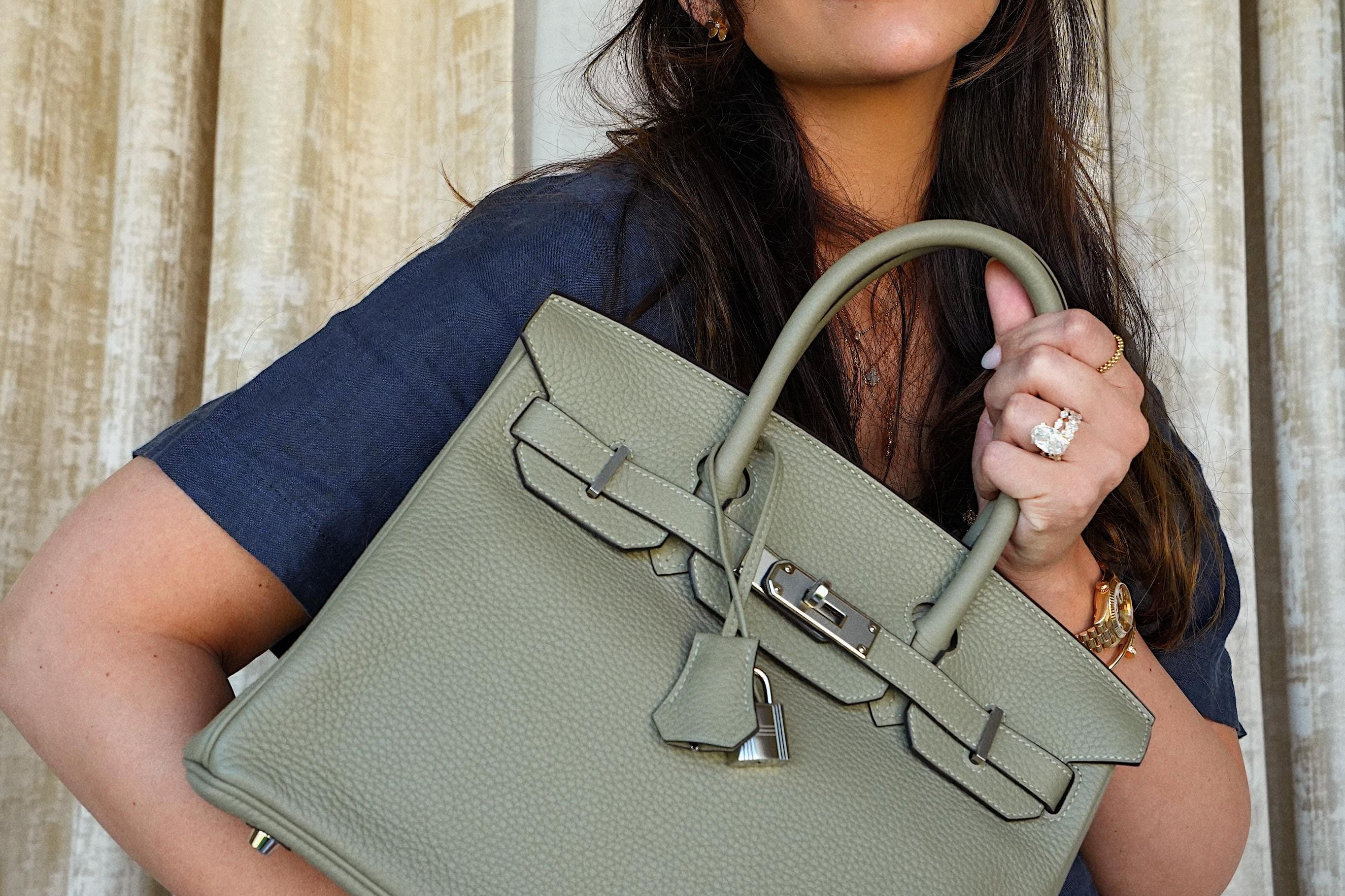 Product image 2 of 16: Birkin 30 Sauge Clemence Palladium Plated X Stamp