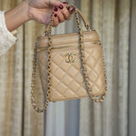 Product image 10 of 28: Beige Lambskin Quilted Top Handle Vanity Case LGHW
