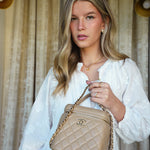 Product image 2 of 28: Beige Lambskin Quilted Top Handle Vanity Case LGHW