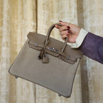 Product image 10 of 18: Birkin 25 Gris Caillou/Etoupe Grizzly/Swift Palladium Plated B Stamp