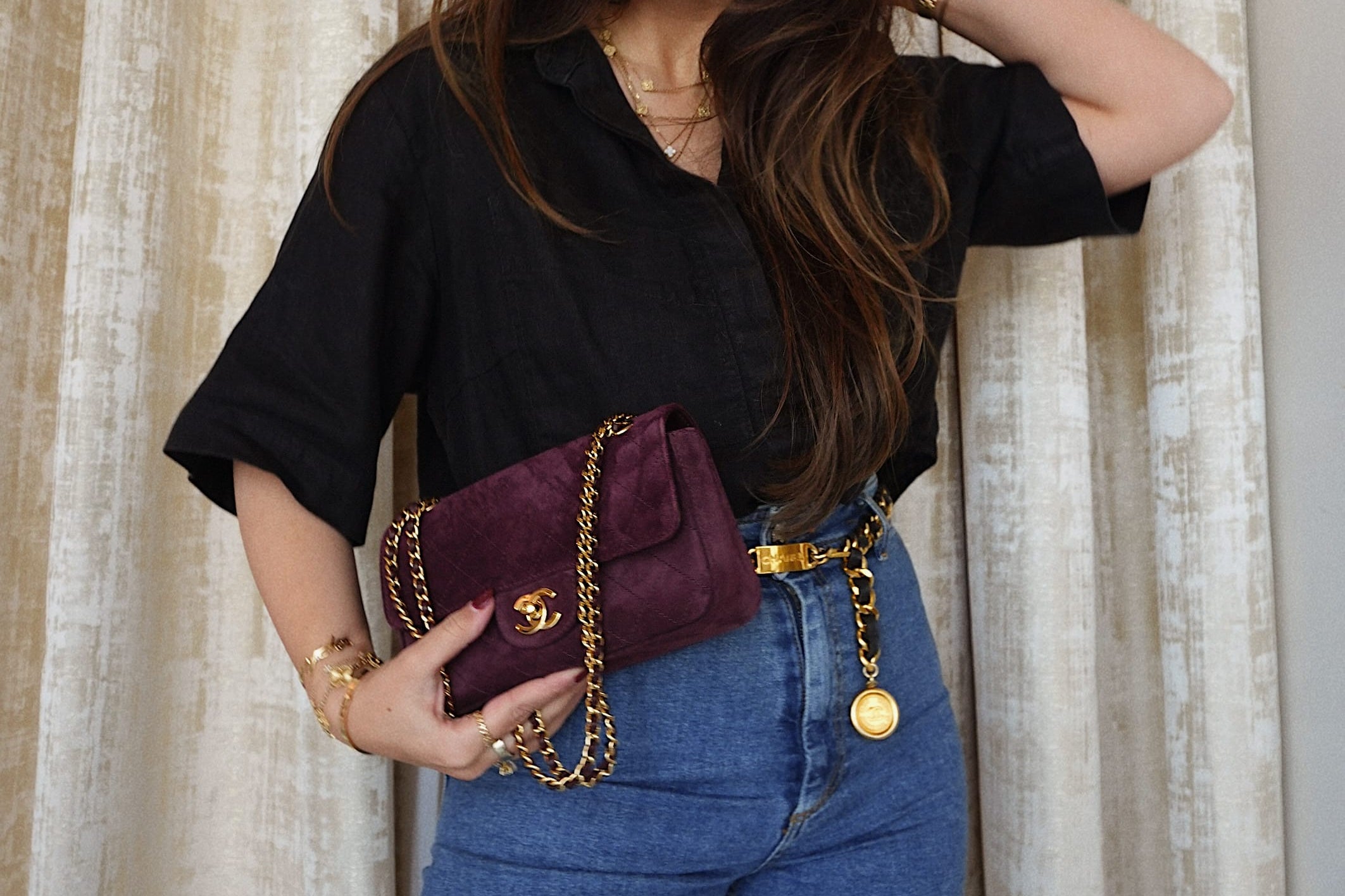 Product image 6 of 19: 26B Burgundy Suede Quilted Mini Souplissimo Flap Bag LGHW