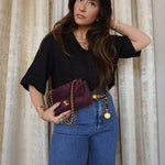 Product image 6 of 19: 26B Burgundy Suede Quilted Mini Souplissimo Flap Bag LGHW