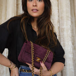Product image 2 of 19: 26B Burgundy Suede Quilted Mini Souplissimo Flap Bag LGHW