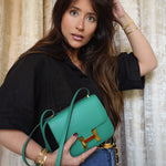 Product image 2 of 29: Constance 18 Vert Jade Epsom Gold Plated B Stamp