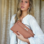 Product image 6 of 17: Kelly Cut Clutch Gold Swift Palladium Plated K Square Stamp