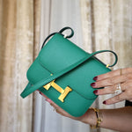 Product image 10 of 29: Constance 18 Vert Jade Epsom Gold Plated B Stamp