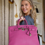 Product image 2 of 27: HAC 32 Fuchsia Chèvre de Coromandel Palladium Plated J Square Stamp