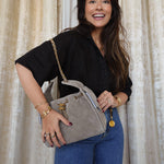 Product image 6 of 14: 25K Dark Grey Suede Quilted 25 Hobo Bag Small AGHW