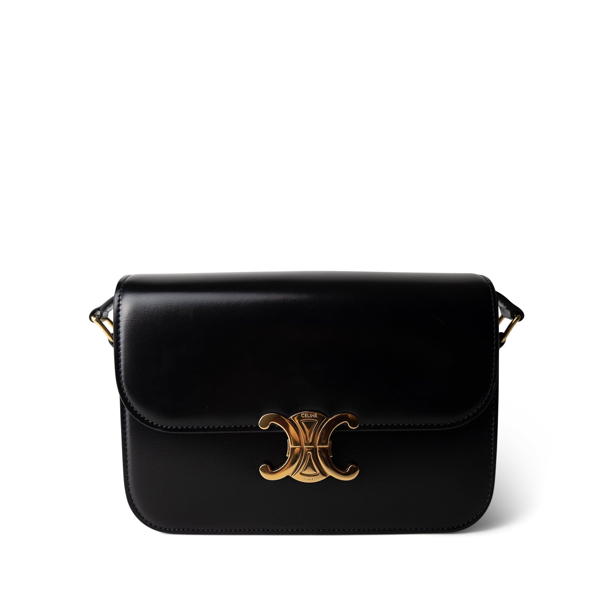 Celine Celine Triomph Black Shiny Calfskin Gold Hardware - Redeluxe