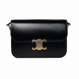 Celine Handbag Black Celine Triomph Black Shiny Calfskin Bag - Redeluxe