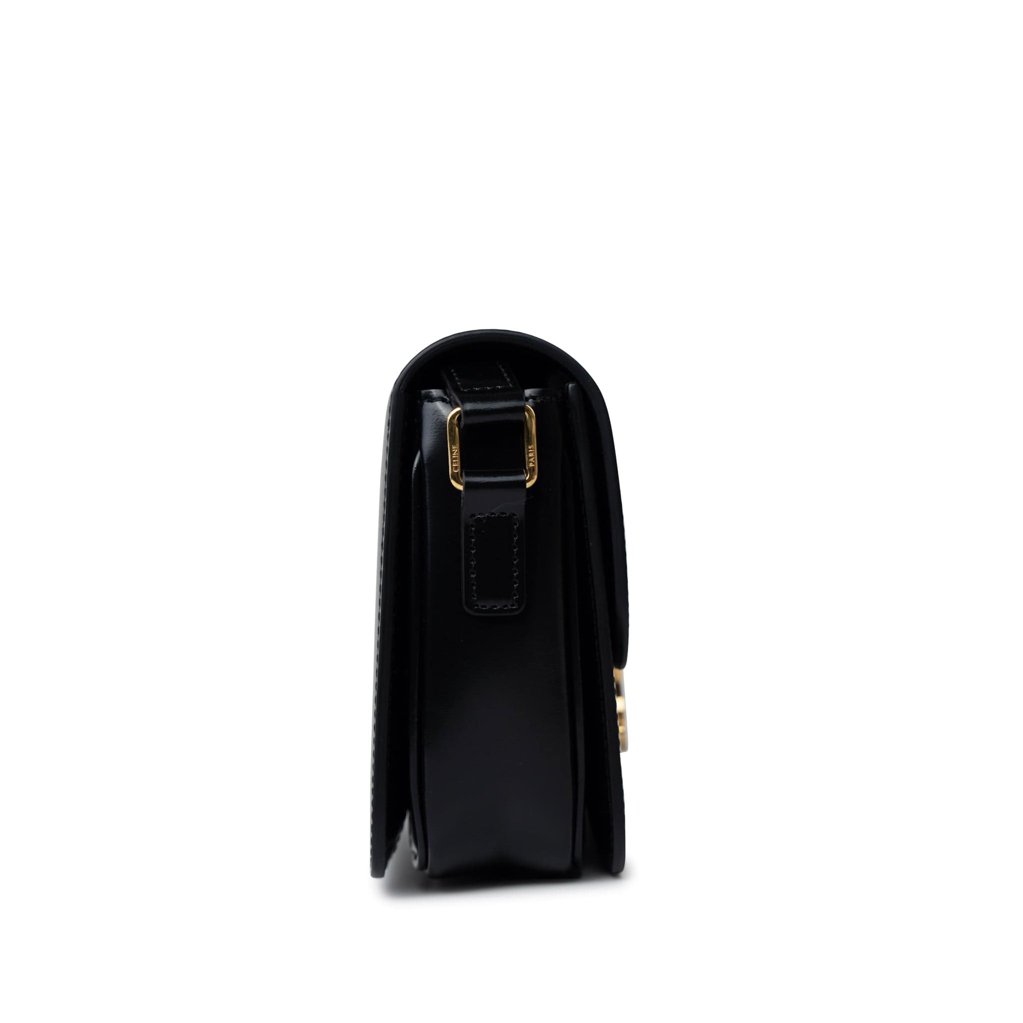Celine Handbag Black Celine Triomph Teen Black Shiny Calfskin Bag - Redeluxe