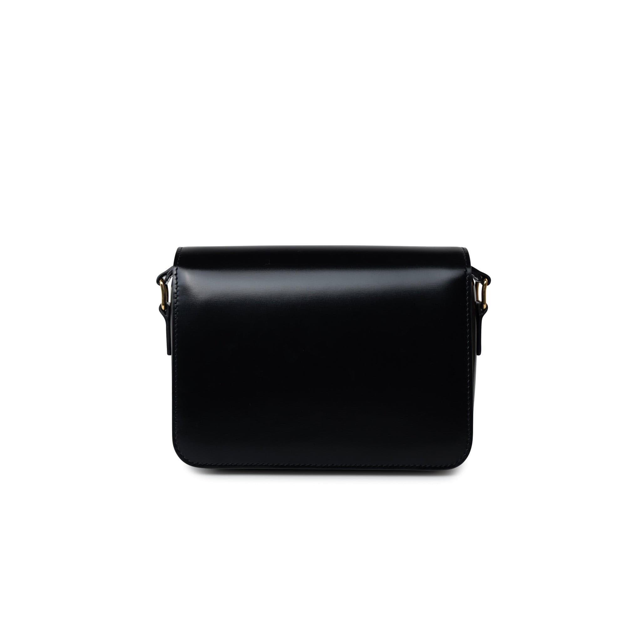 Celine Handbag Black Celine Triomph Teen Black Shiny Calfskin Bag - Redeluxe