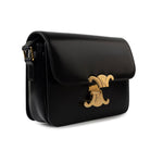Celine Handbag Black Celine Triomph Teen Black Shiny Calfskin Bag - Redeluxe