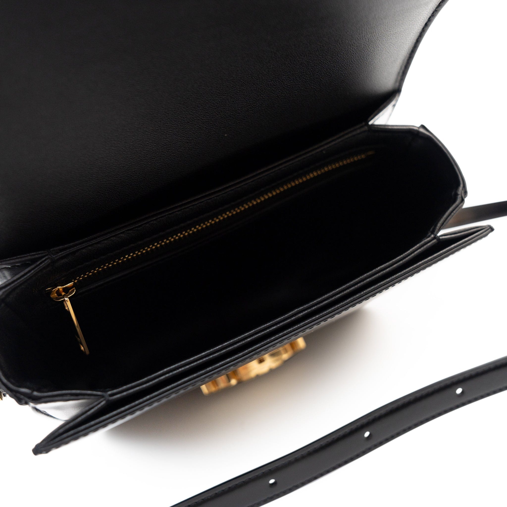 Celine Handbag Black Celine Triomph Teen Black Shiny Calfskin Bag - Redeluxe