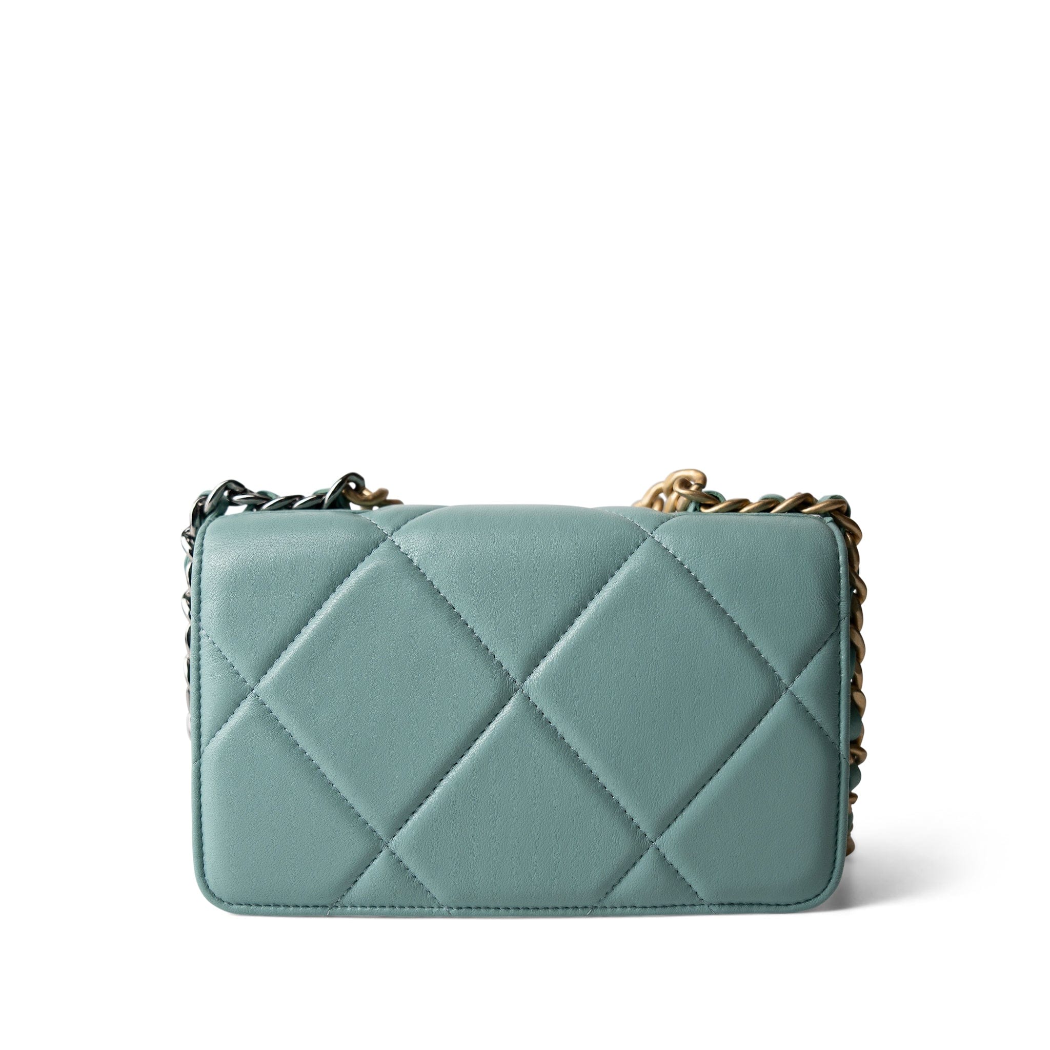 CHANEL 19C Tiffany Blue Lambskin Quilted 19 Wallet on Chain Mixed Hardware - Redeluxe