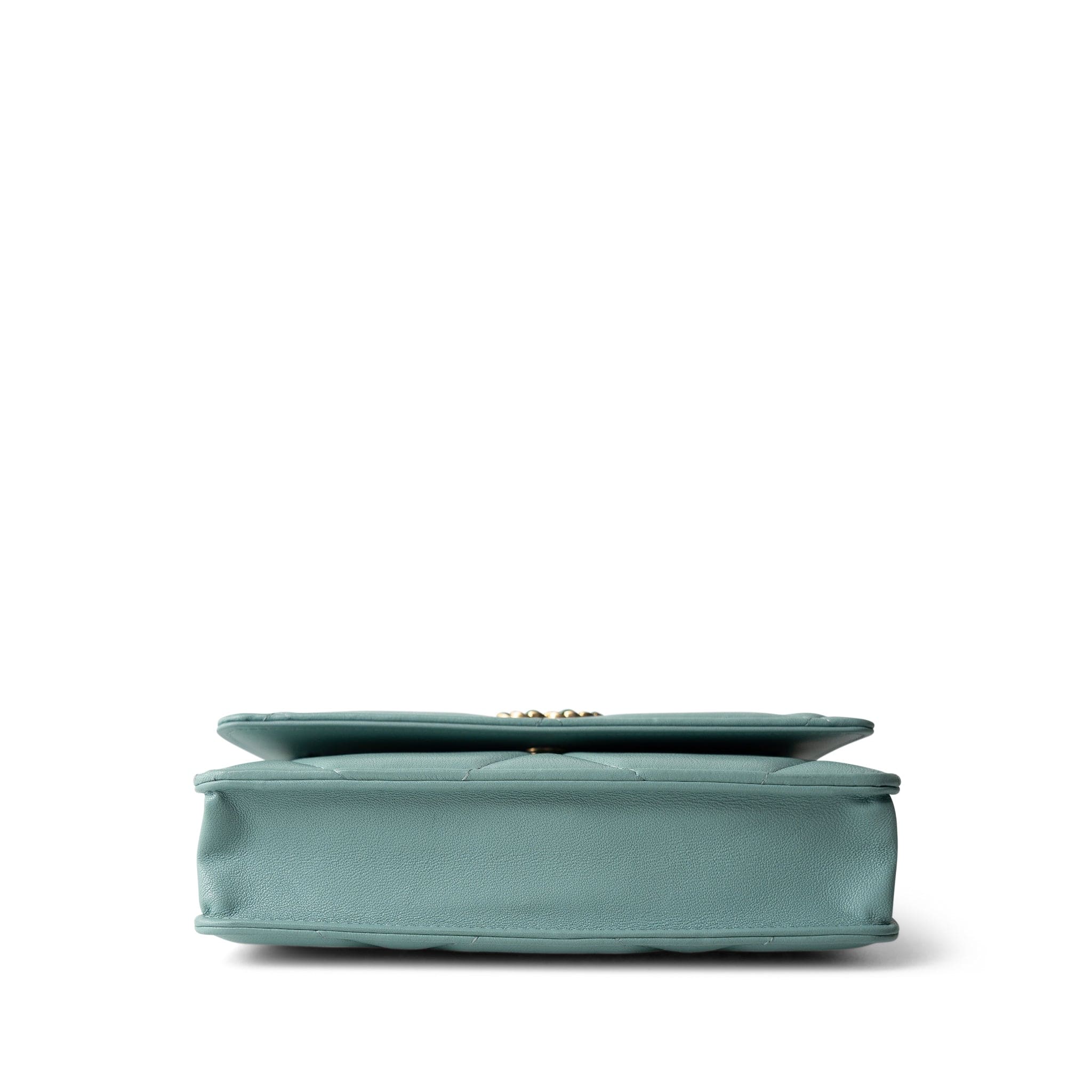 CHANEL 19C Tiffany Blue Lambskin Quilted 19 Wallet on Chain Mixed Hardware - Redeluxe