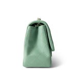CHANEL 21C Green Lambskin Quilted Mini Square Flap Light Gold Hardware - Redeluxe