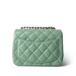 CHANEL 21C Green Lambskin Quilted Mini Square Flap Light Gold Hardware - Redeluxe