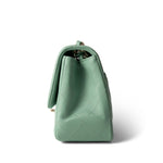 CHANEL 21C Green Lambskin Quilted Mini Square Flap Light Gold Hardware - Redeluxe