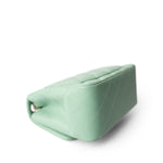 CHANEL 21C Green Lambskin Quilted Mini Square Flap Light Gold Hardware - Redeluxe