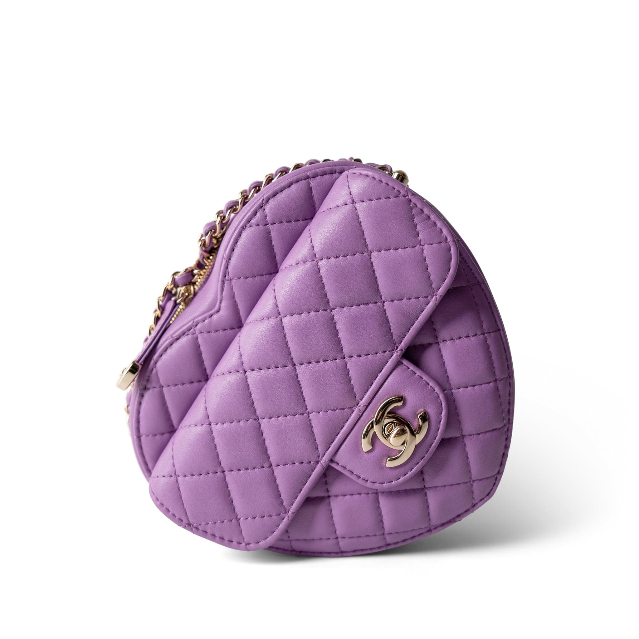CHANEL 22S CC In Love Purple Lambskin Quilted Large Heart Bag - Redeluxe