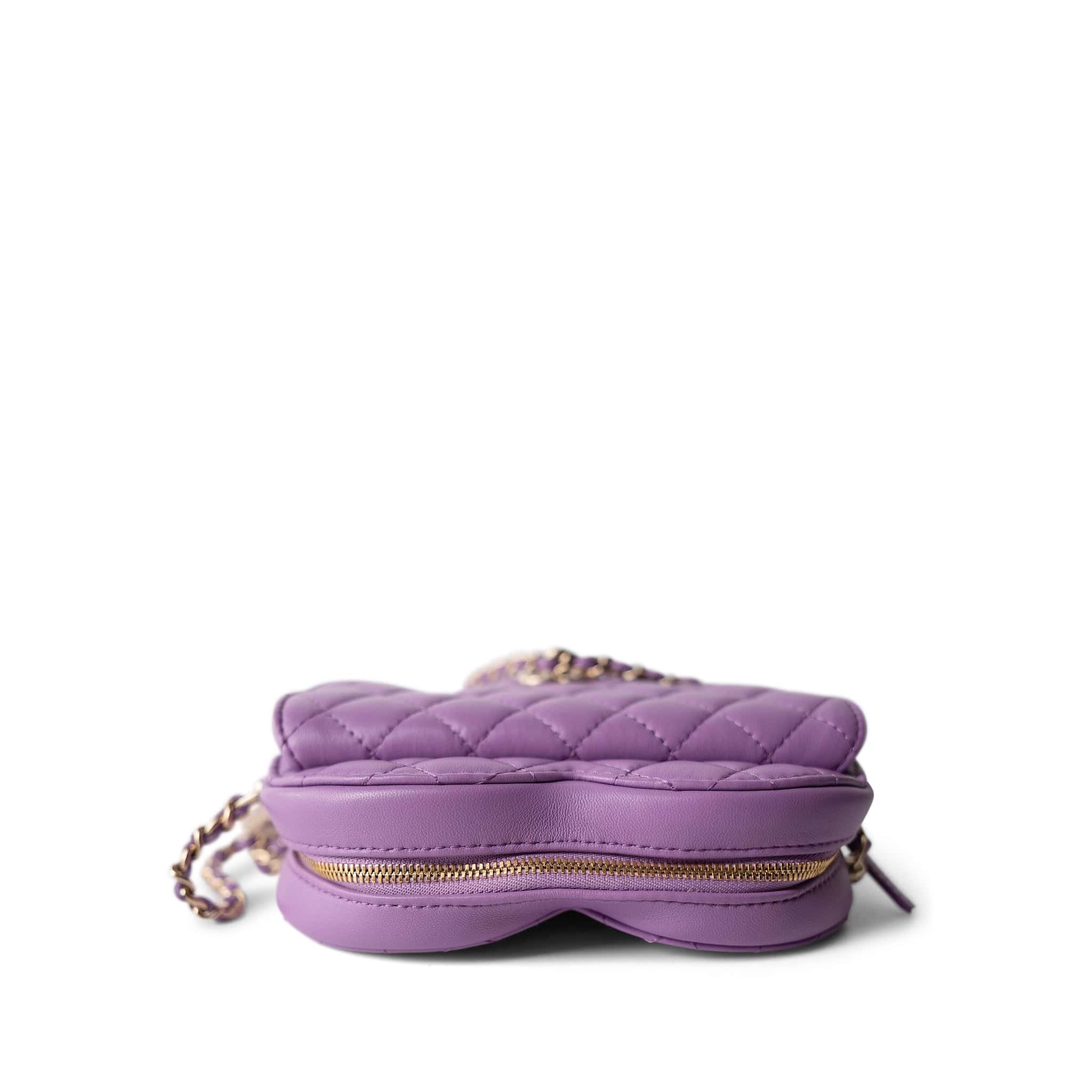 CHANEL 22S CC In Love Purple Lambskin Quilted Large Heart Bag - Redeluxe