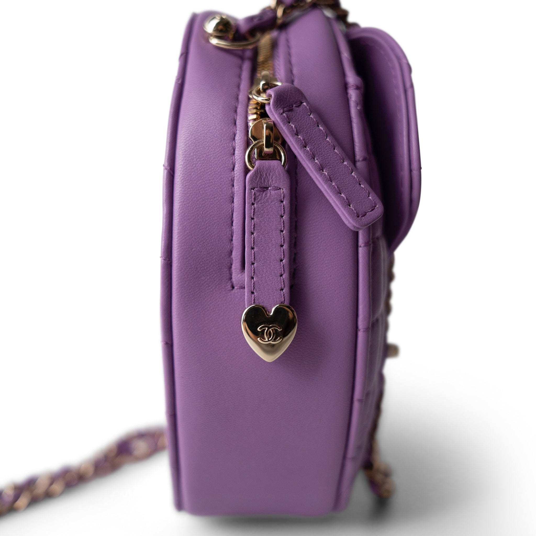 CHANEL 22S CC In Love Purple Lambskin Quilted Large Heart Bag - Redeluxe