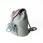 CHANEL Backpack 20C Duma Goatskin Quilted Drawstring Backpack Green Blue Pink - Redeluxe