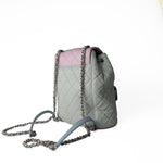 CHANEL Backpack 20C Duma Goatskin Quilted Drawstring Backpack Green Blue Pink - Redeluxe